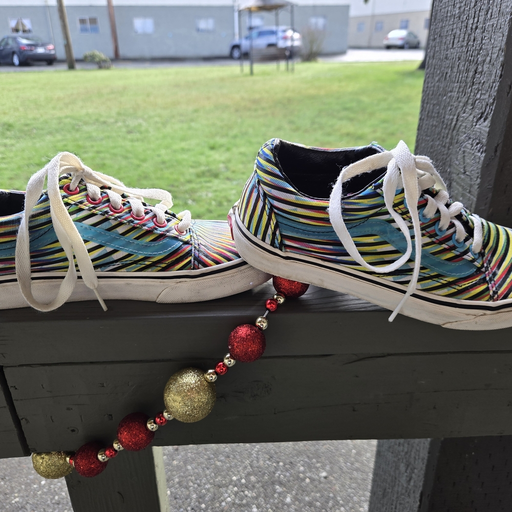 Colorful Striped Sneakers with White Laces